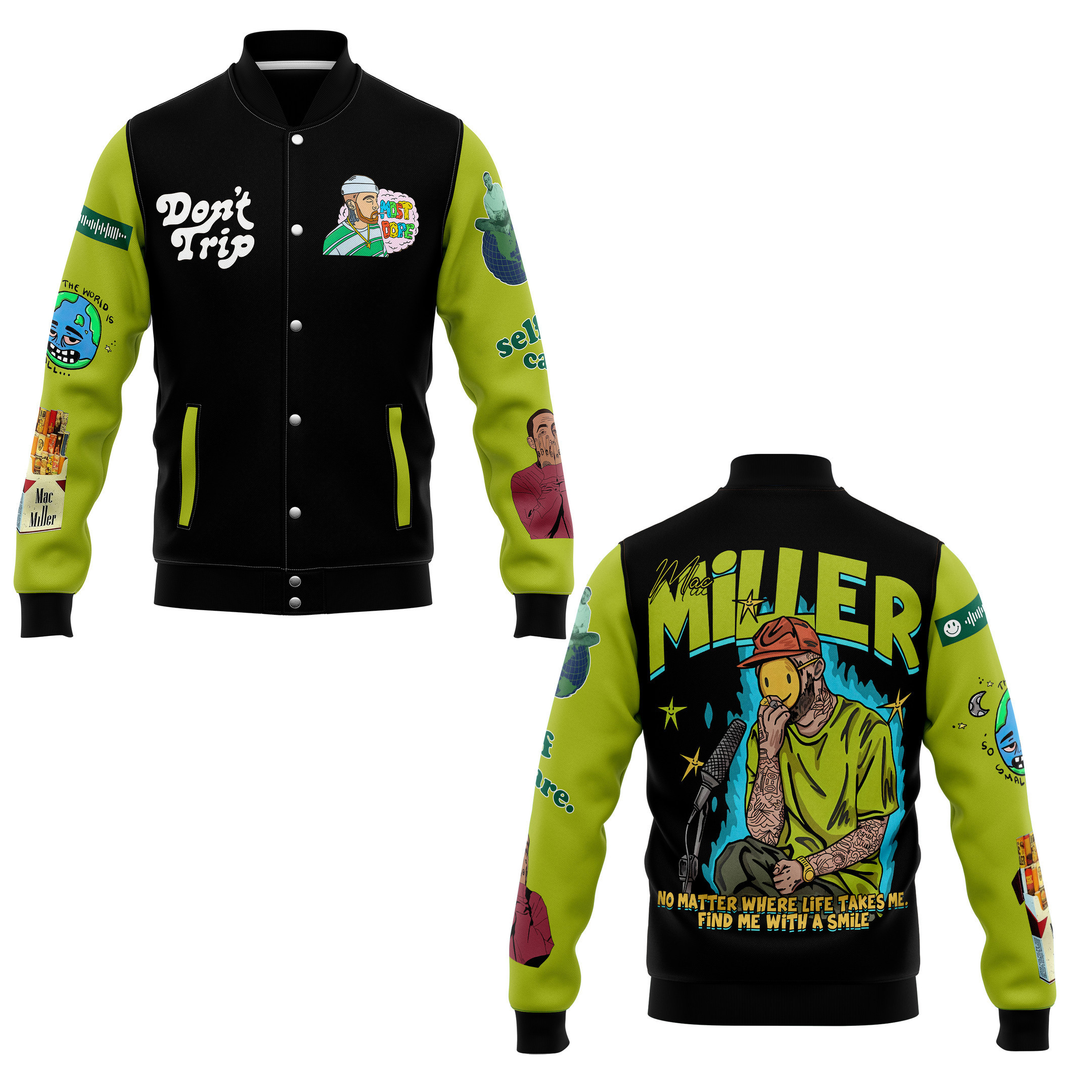 comfimerch mac miller new bomber baseball jacket for fan qc3gt