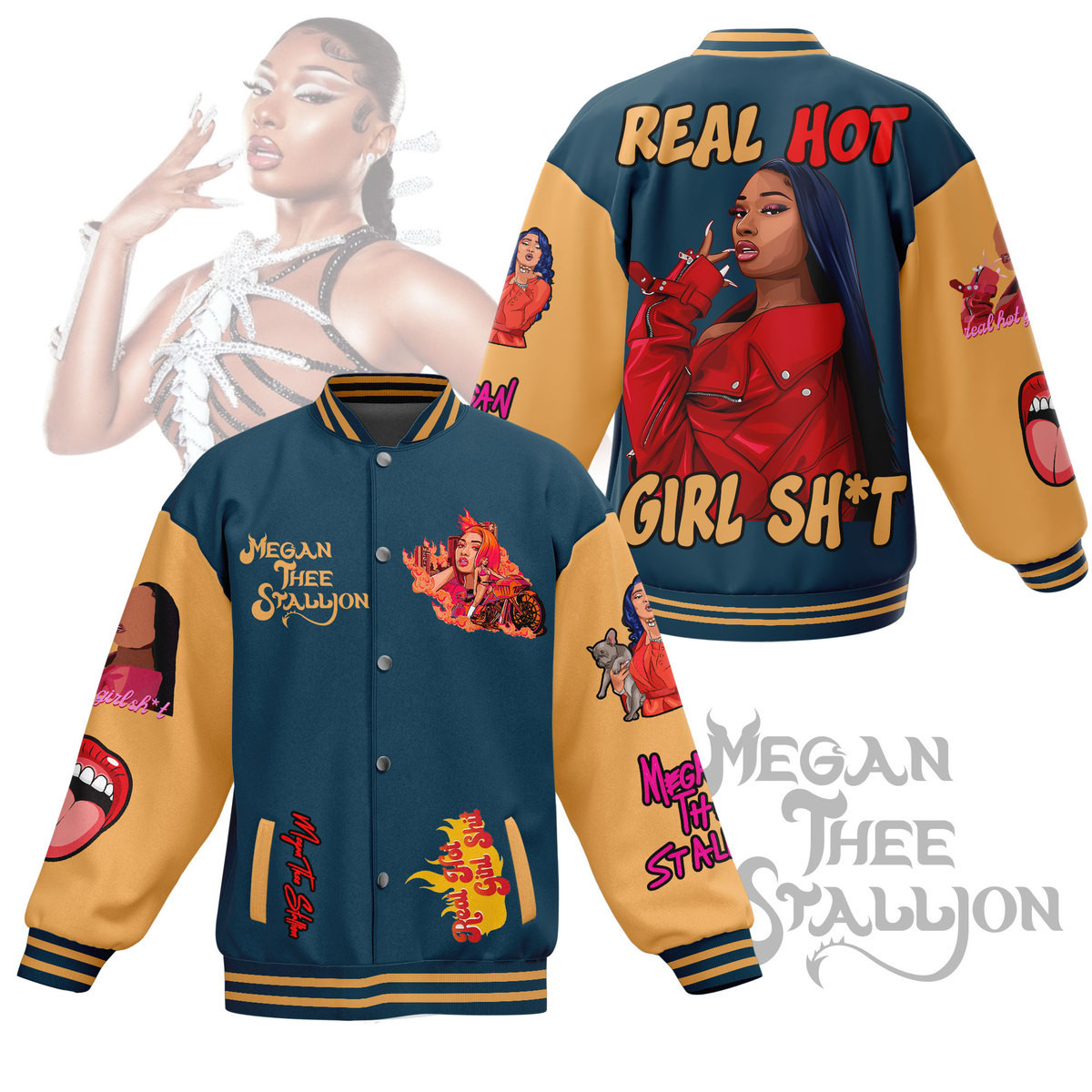 comfimerch megan thee stallion new bomber baseball jacket for fan ufh1v