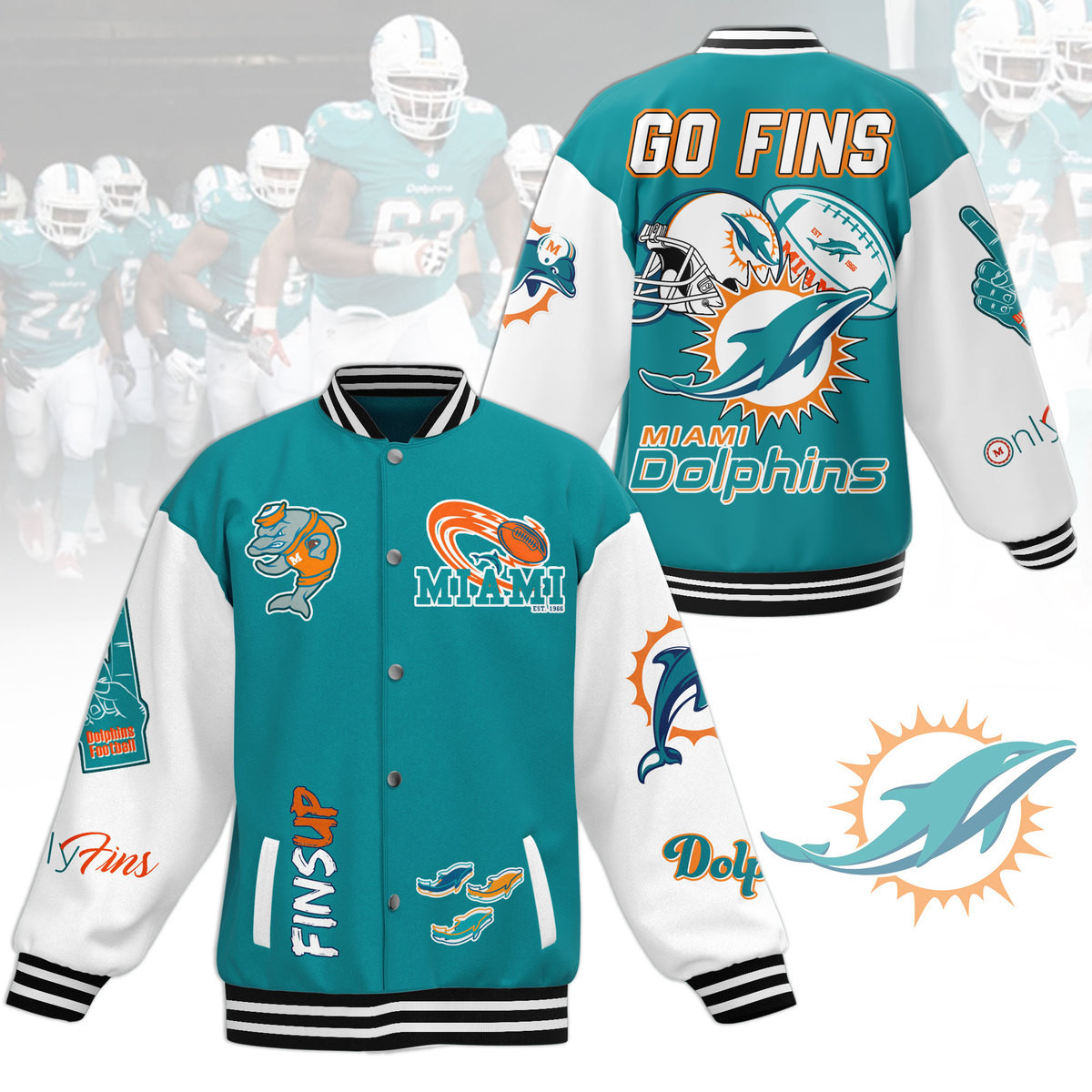 comfimerch miami dolphins nfl new bomber baseball jacket for fan kwg1t