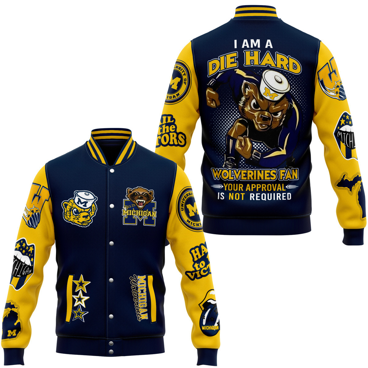 comfimerch michigan nfl new bomber baseball jacket for fan jae8f