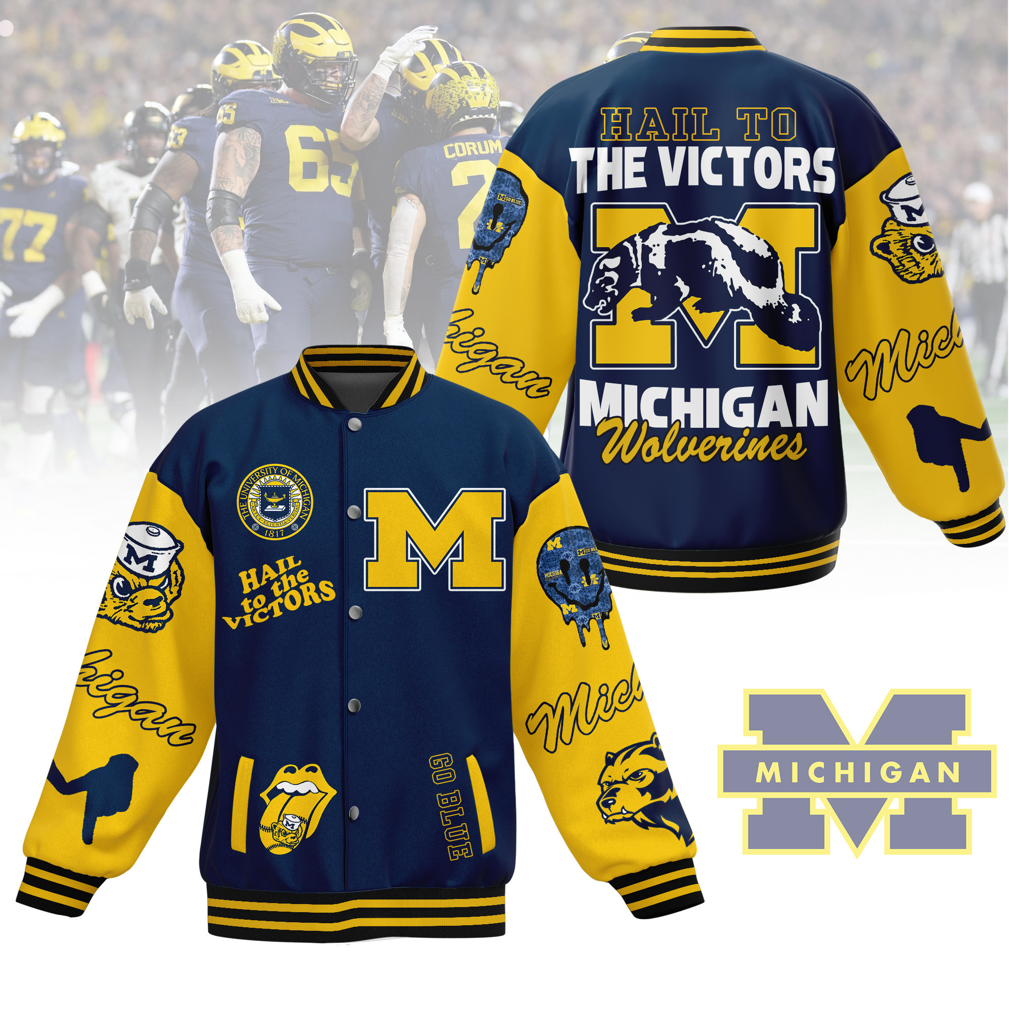 comfimerch michigan nfl new bomber baseball jacket for fan jktzy