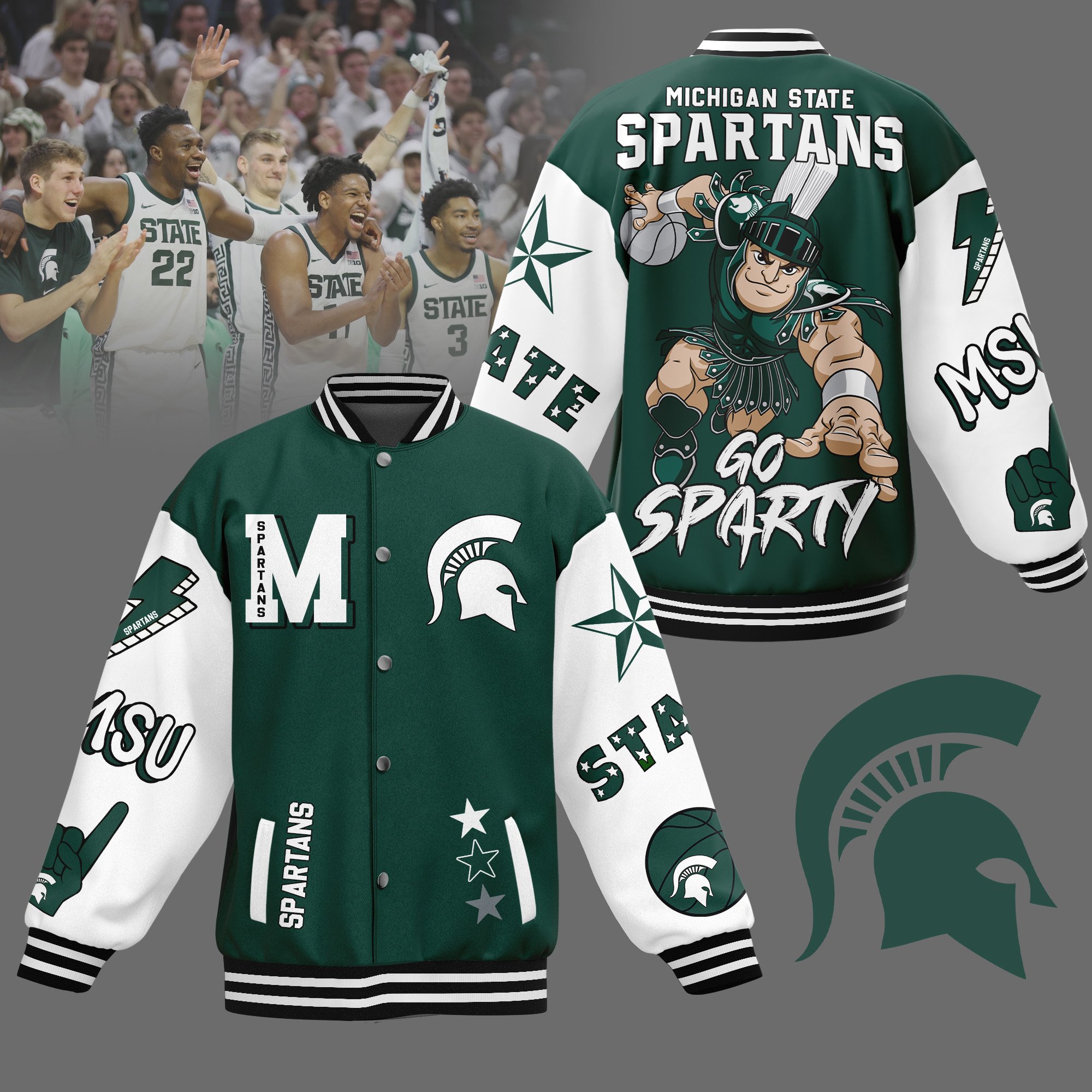 comfimerch michigan state ncaa new bomber baseball jacket for fan 8s8ja