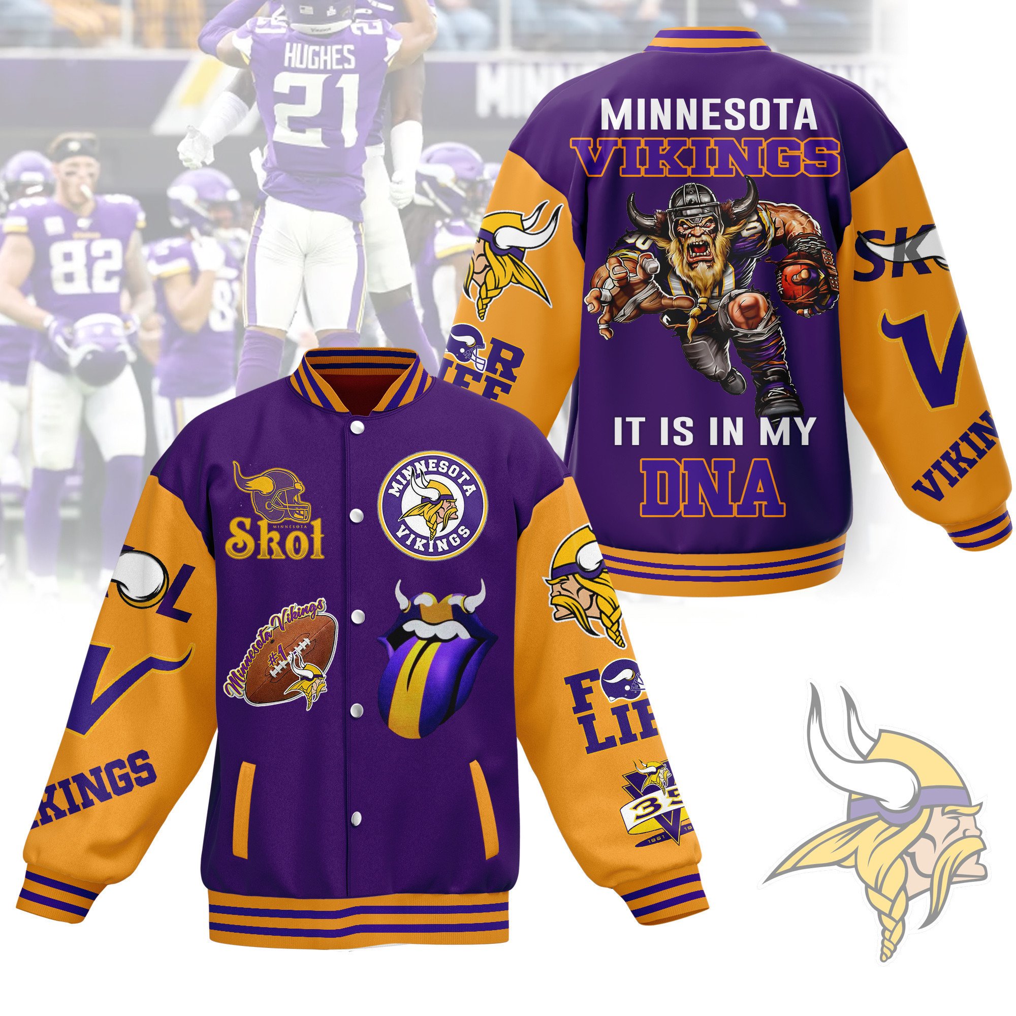 comfimerch minnesota vikings nfl new bomber baseball jacket for fan mnqhl