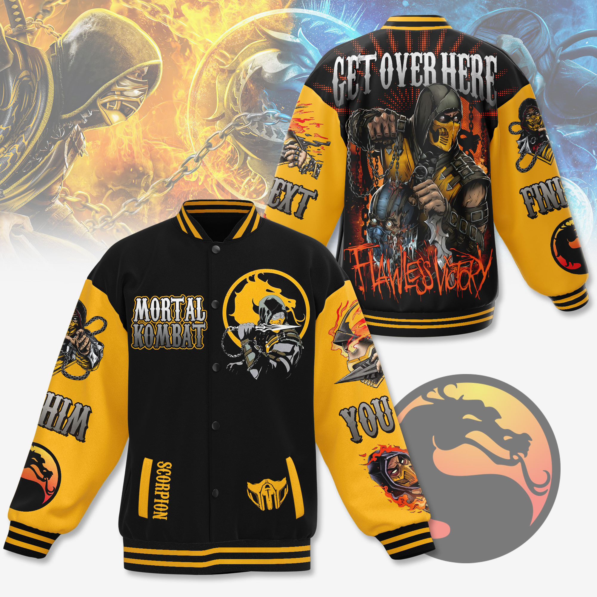 comfimerch mortal kombat new bomber baseball jacket for fan lr39v