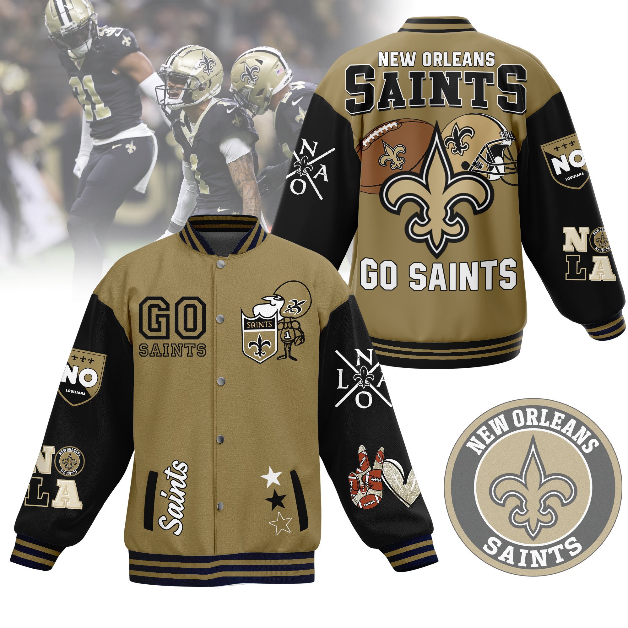 comfimerch new orleans saints nfl new bomber baseball jacket for fan ullak