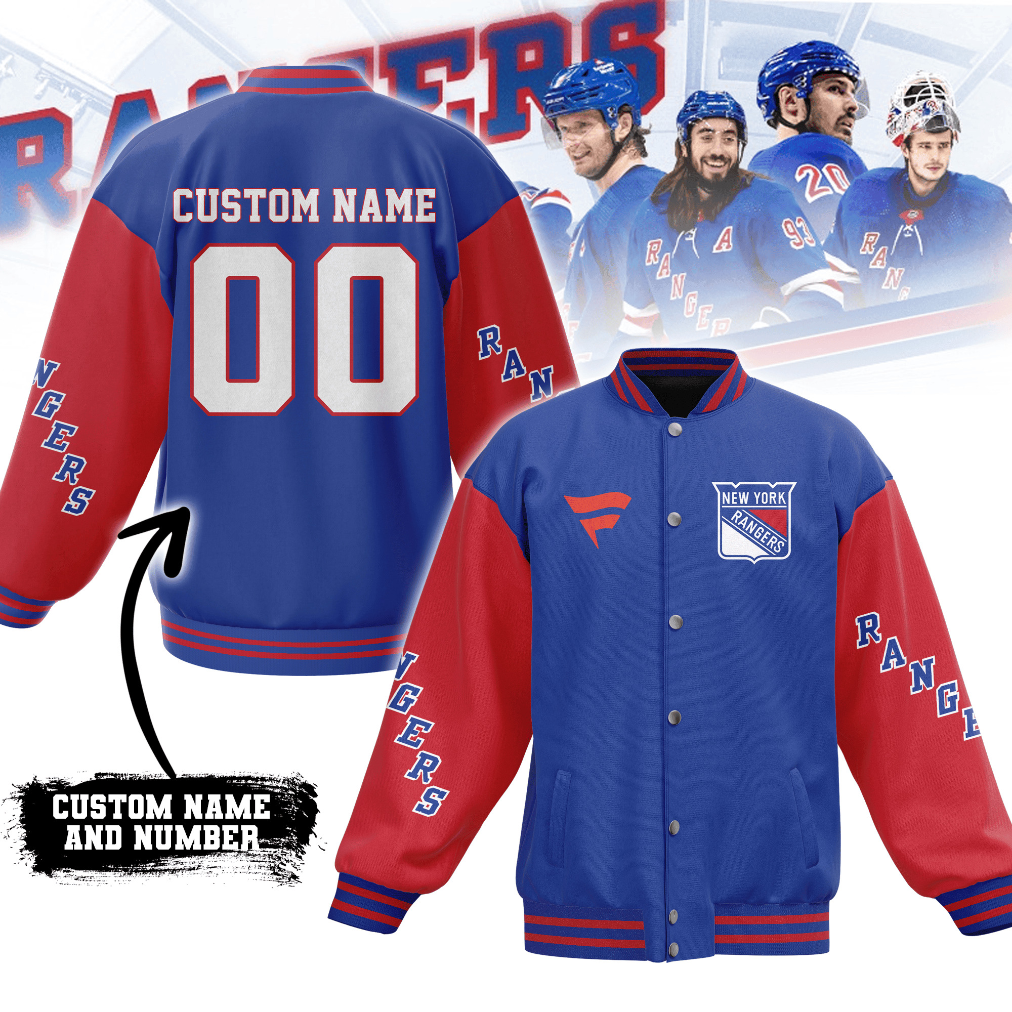 comfimerch new york rangers nhl new bomber baseball jacket for fan 8iniy