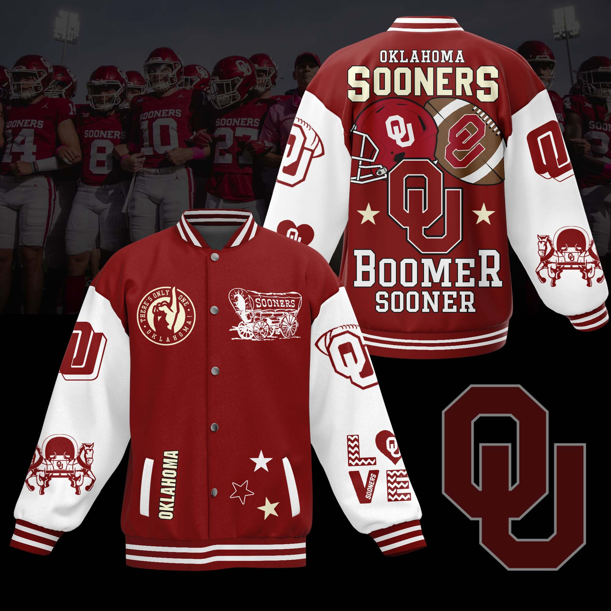 comfimerch oklahoma sooners ncaa new bomber baseball jacket for fan ubxy7