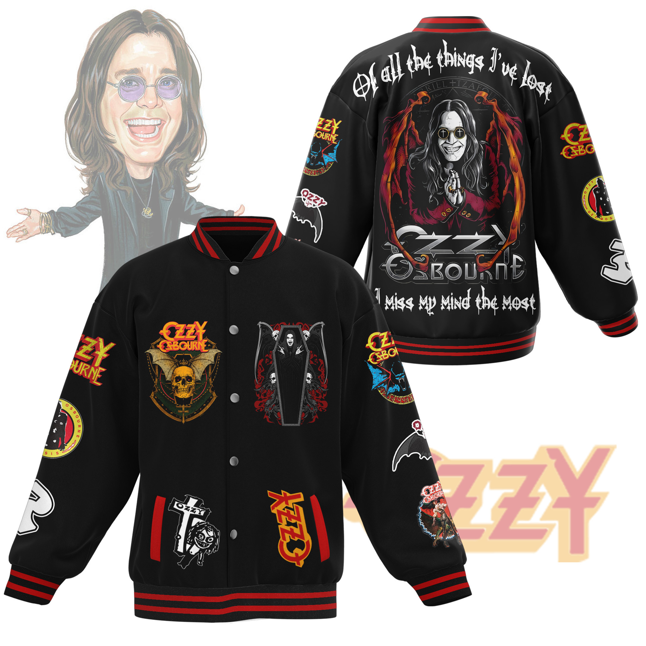 comfimerch ozzy osbourne new bomber baseball jacket for fan vbak0