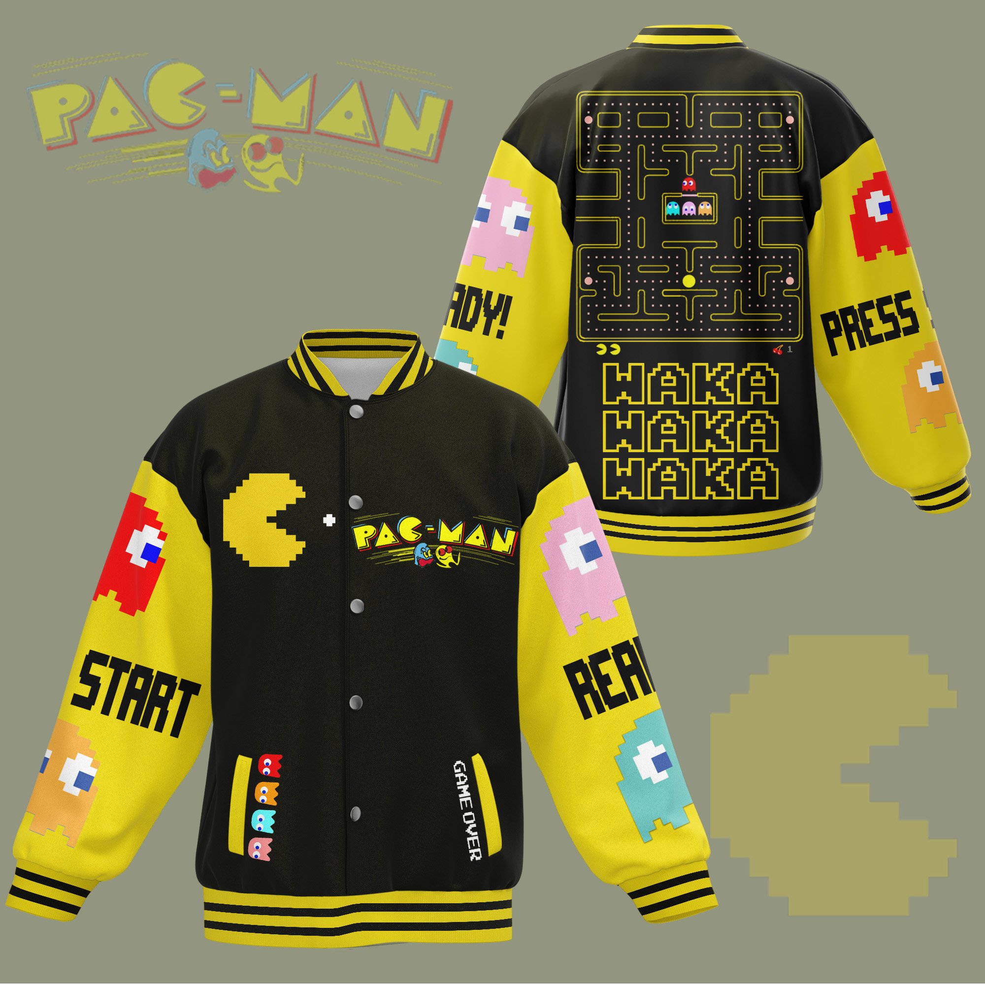 comfimerch pac man new bomber baseball jacket for fan d1yye