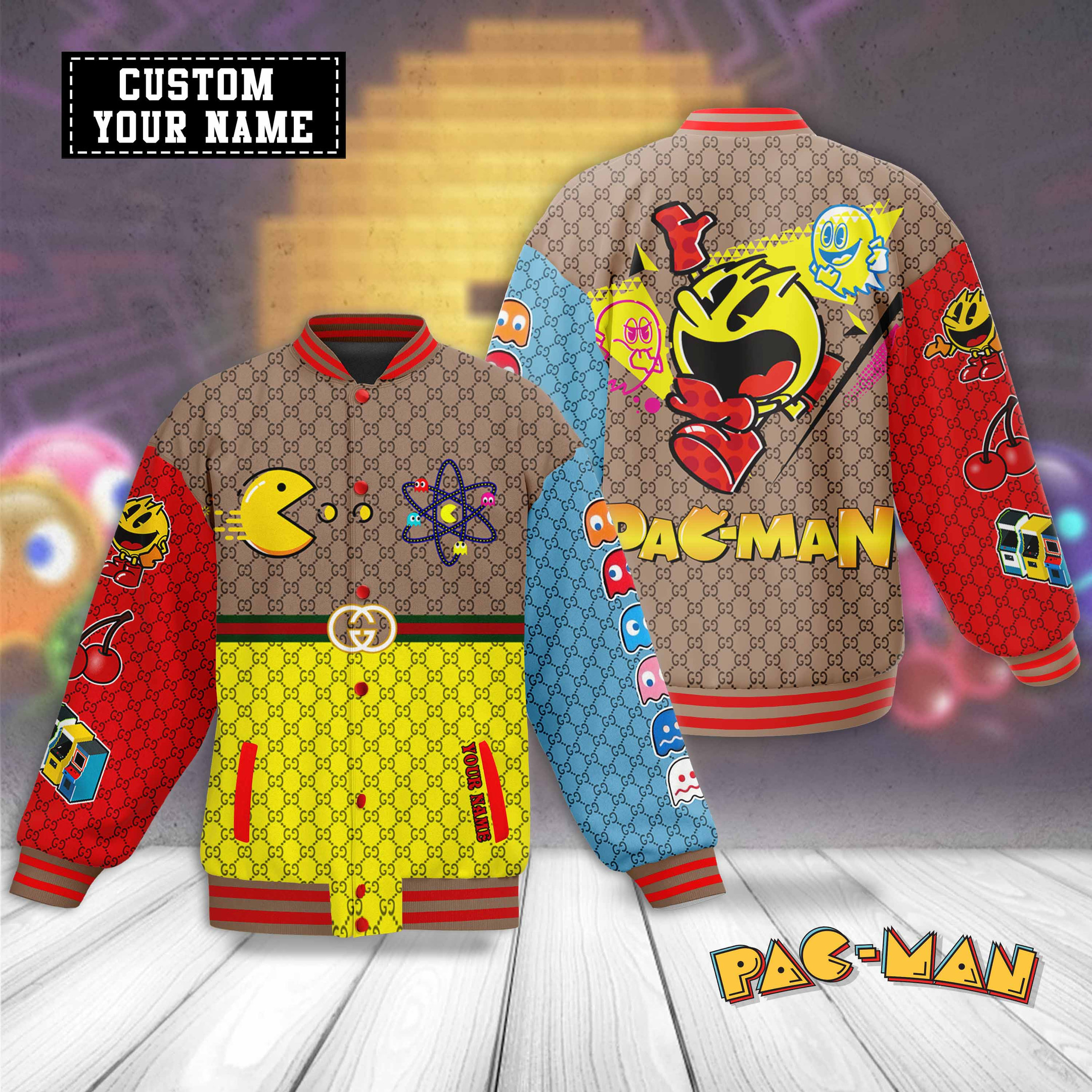 comfimerch pac man new bomber baseball jacket for fan rr23n