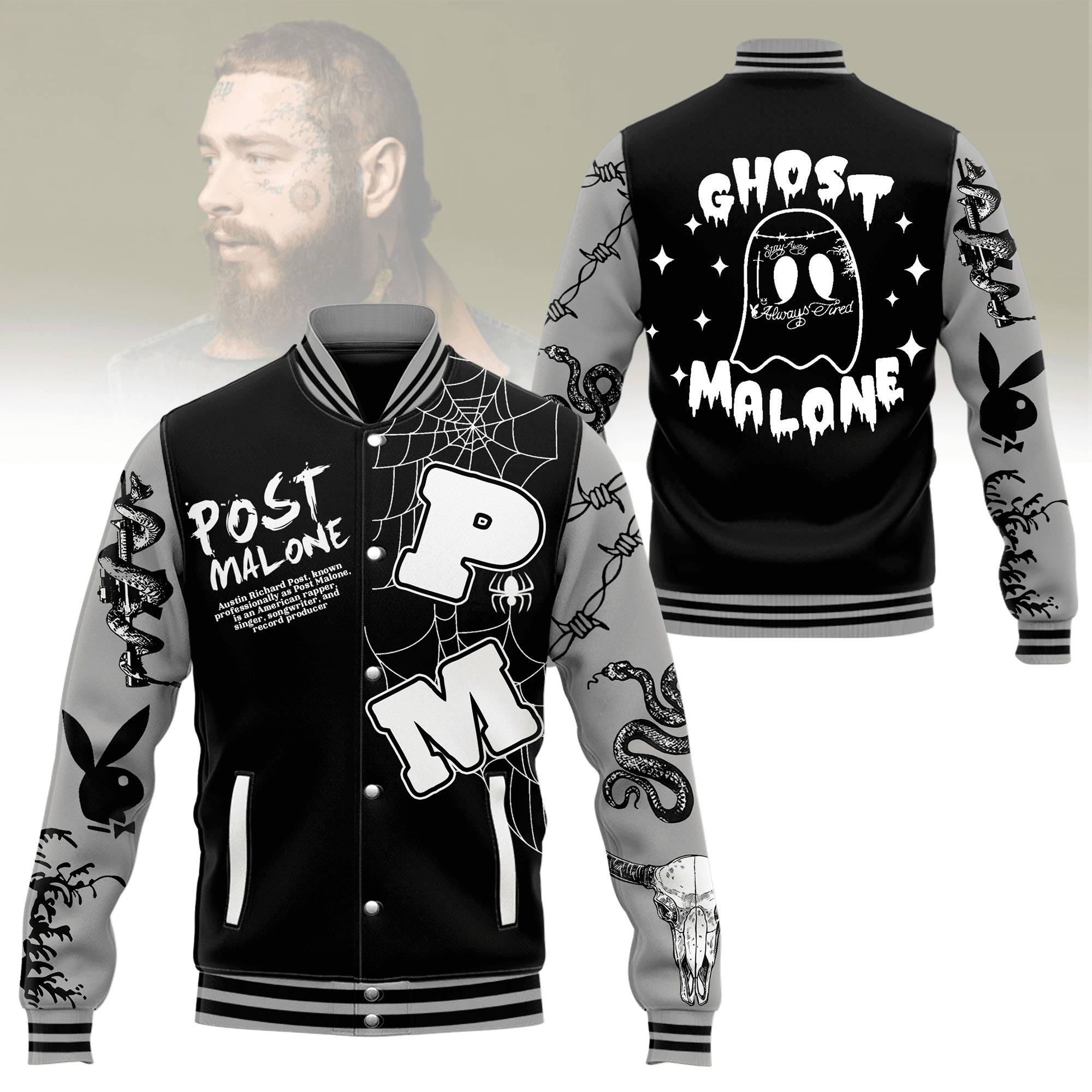 comfimerch post malone new bomber baseball jacket for fan kacal