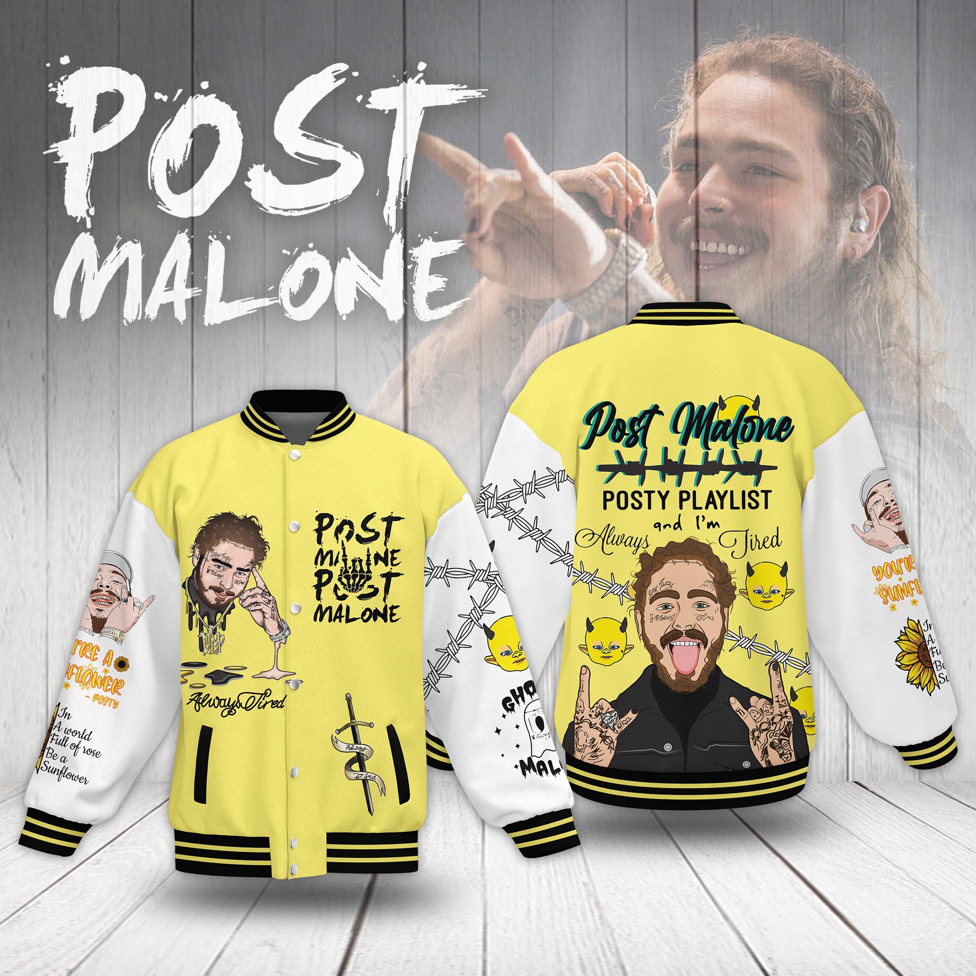 comfimerch post malone new bomber baseball jacket for fan kdcar