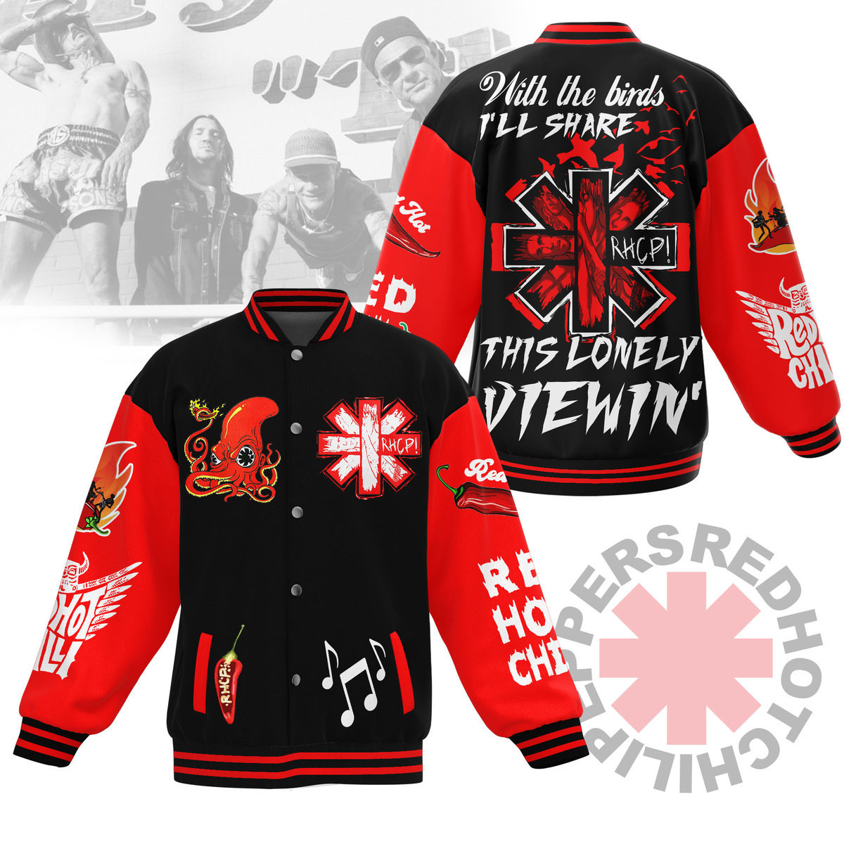 comfimerch red hot chili peppers new bomber baseball jacket for fan gjcdh