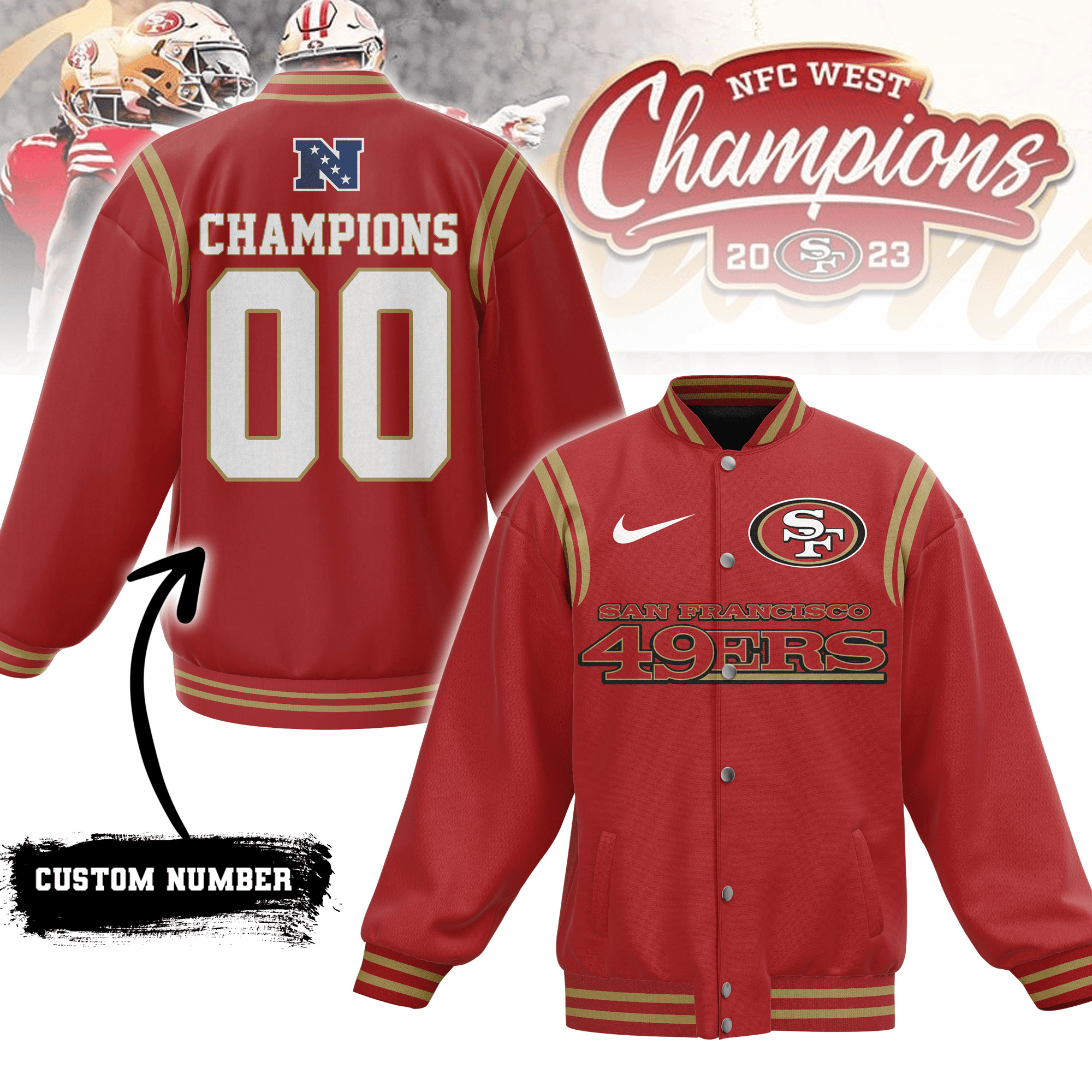 comfimerch san francisco 49ers nfl new bomber baseball jacket for fan bso4x