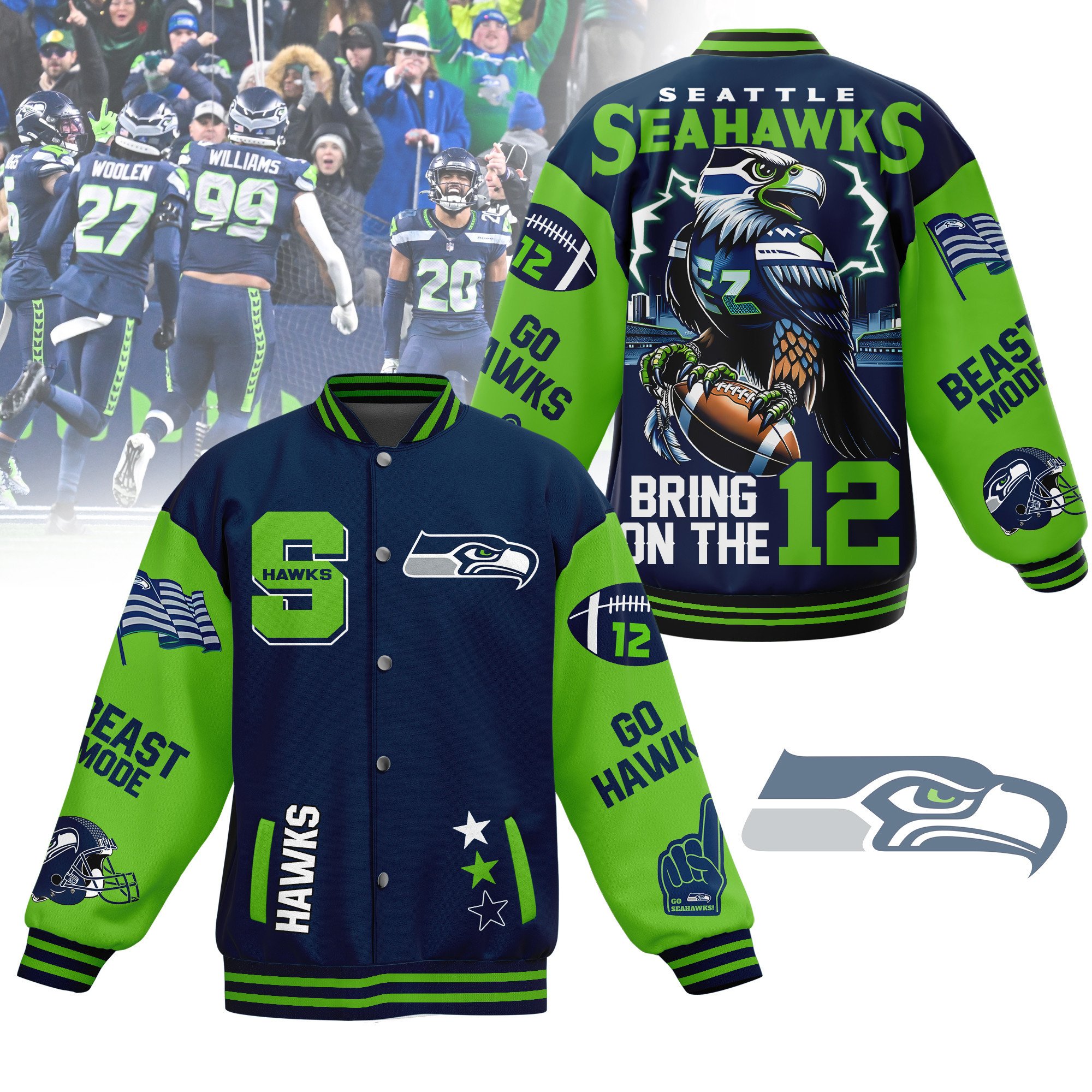 comfimerch seattle seahawks nfl new bomber baseball jacket for fan 0i4kb