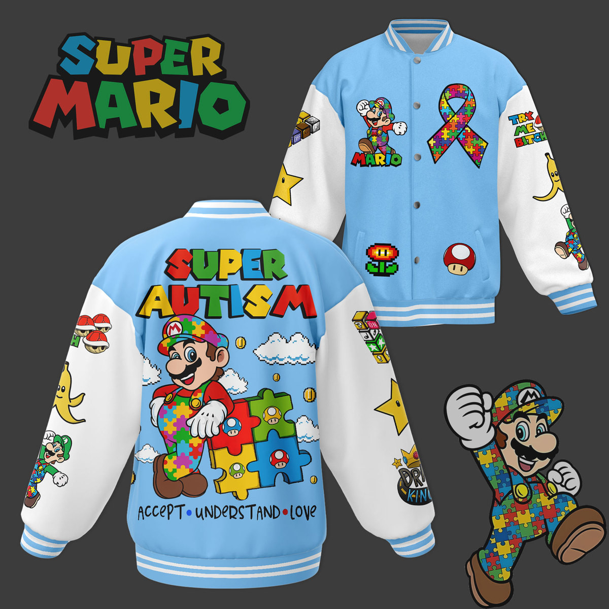 comfimerch super mario new bomber baseball jacket for fan wnamo