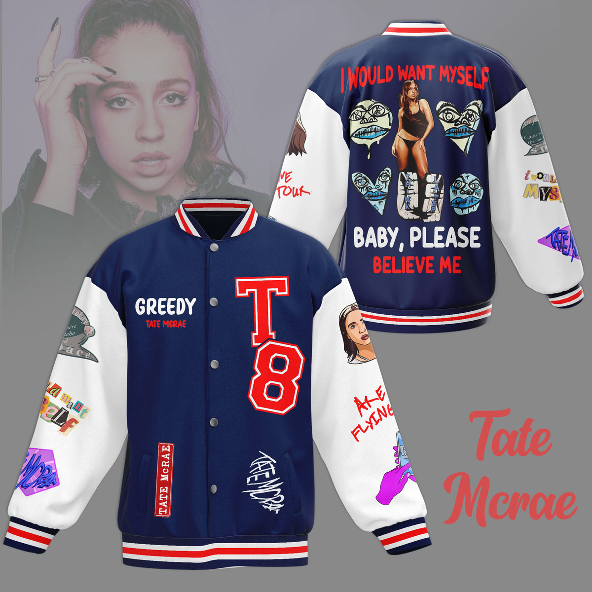 comfimerch tate mcrea new bomber baseball jacket for fan lebpu