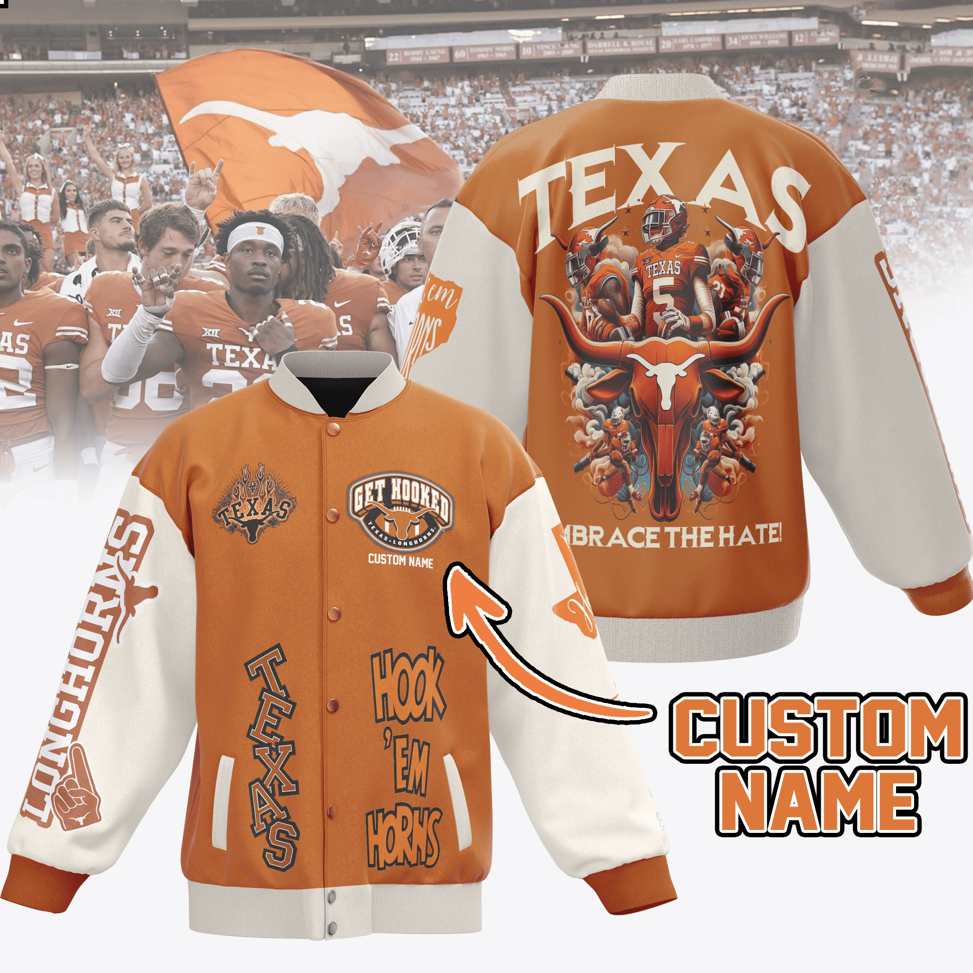 comfimerch texas longhorns ncaa new bomber baseball jacket for fan oot4h