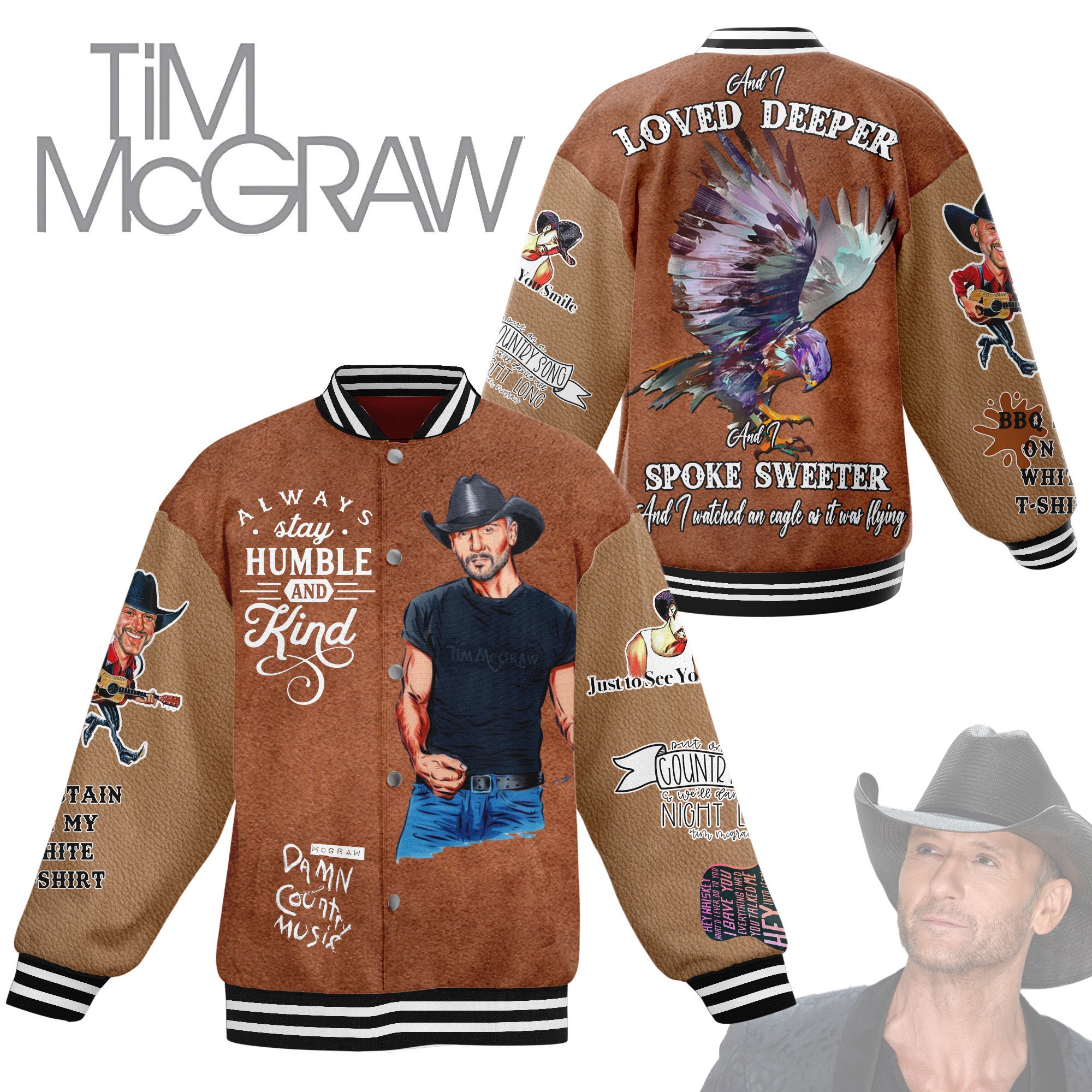 comfimerch tim mcgraw new bomber baseball jacket for fan n2ryt