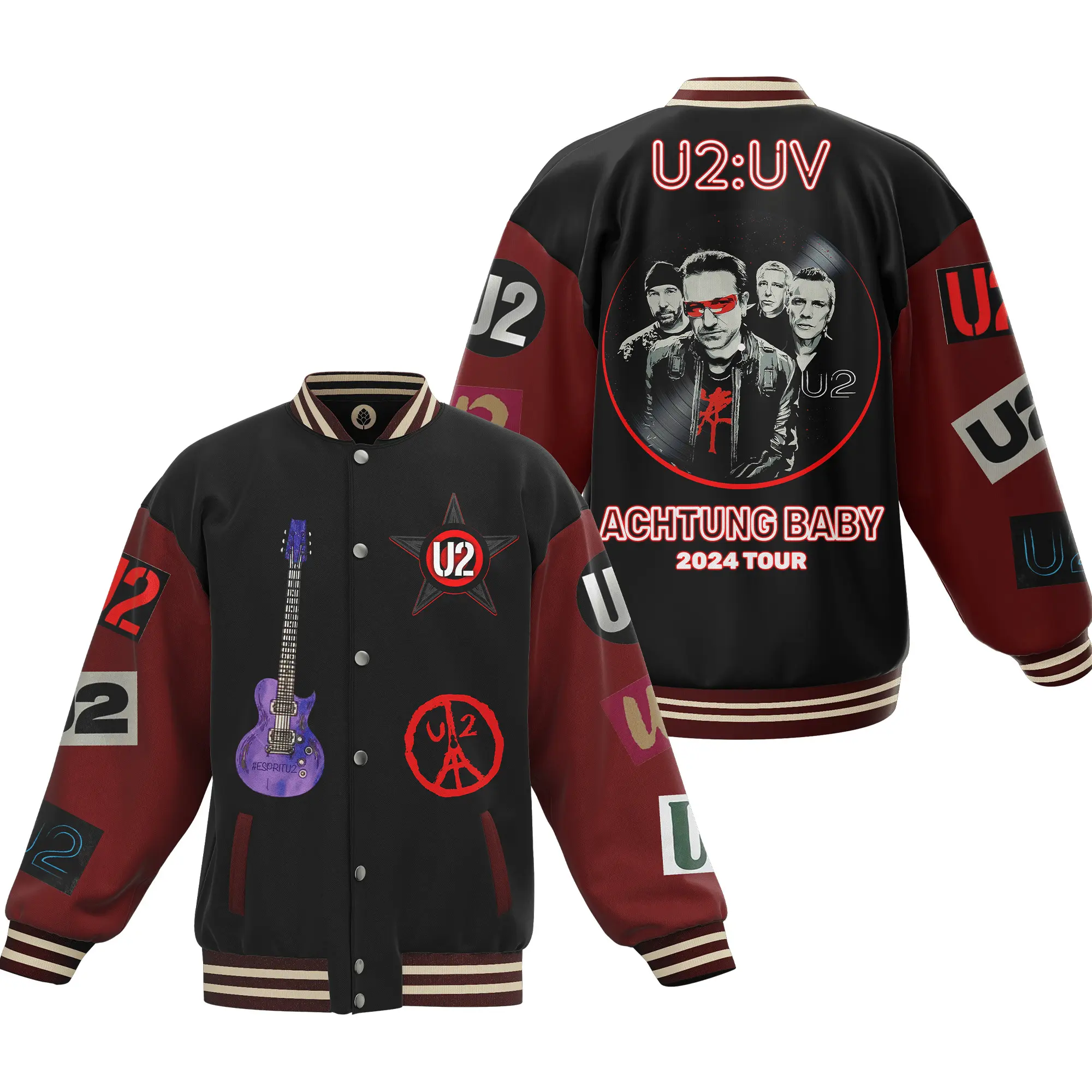 comfimerch u2 uv achtung baby new bomber baseball jacket for fan bzlwo