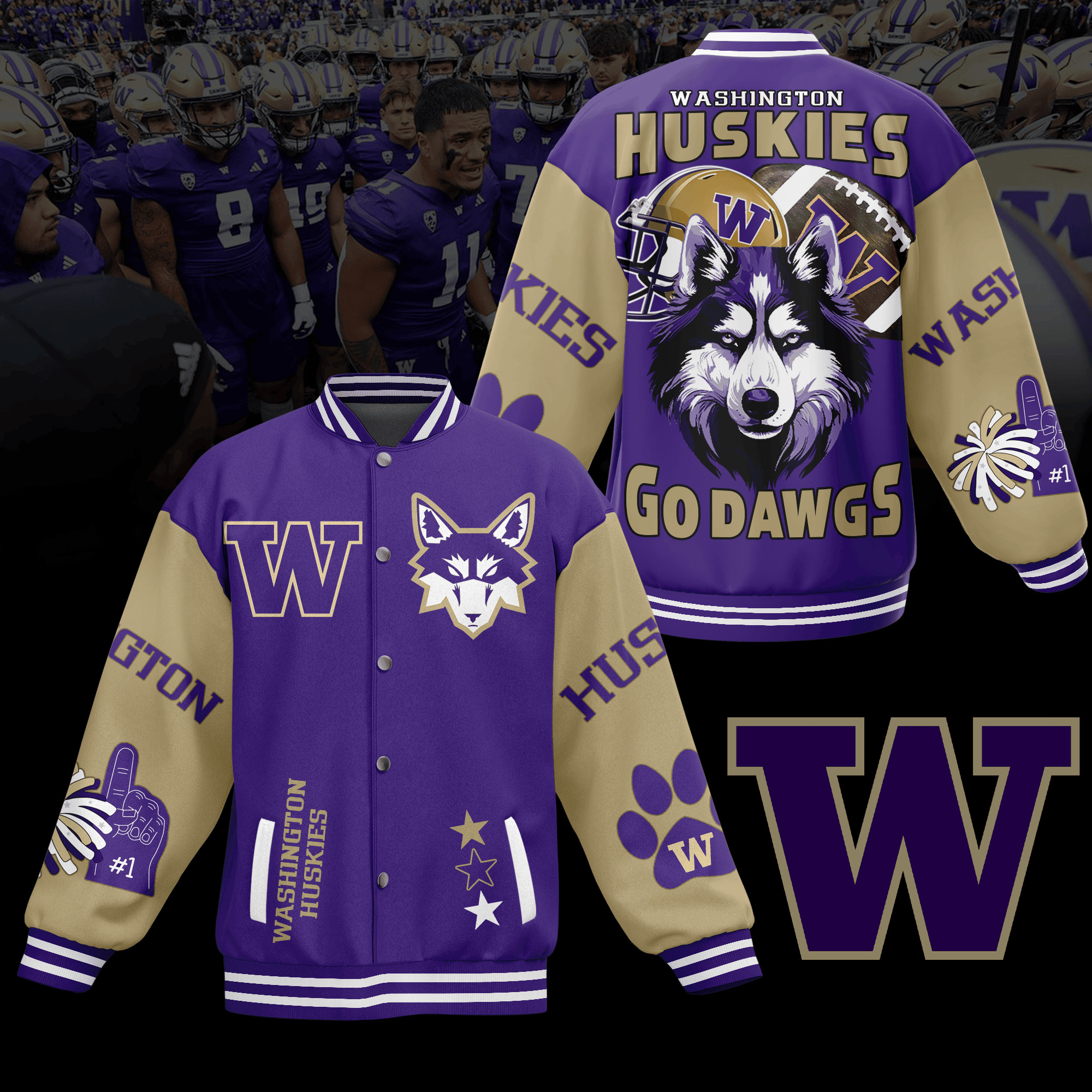 comfimerch washington huskies ncaa new bomber baseball jacket for fan jnat3