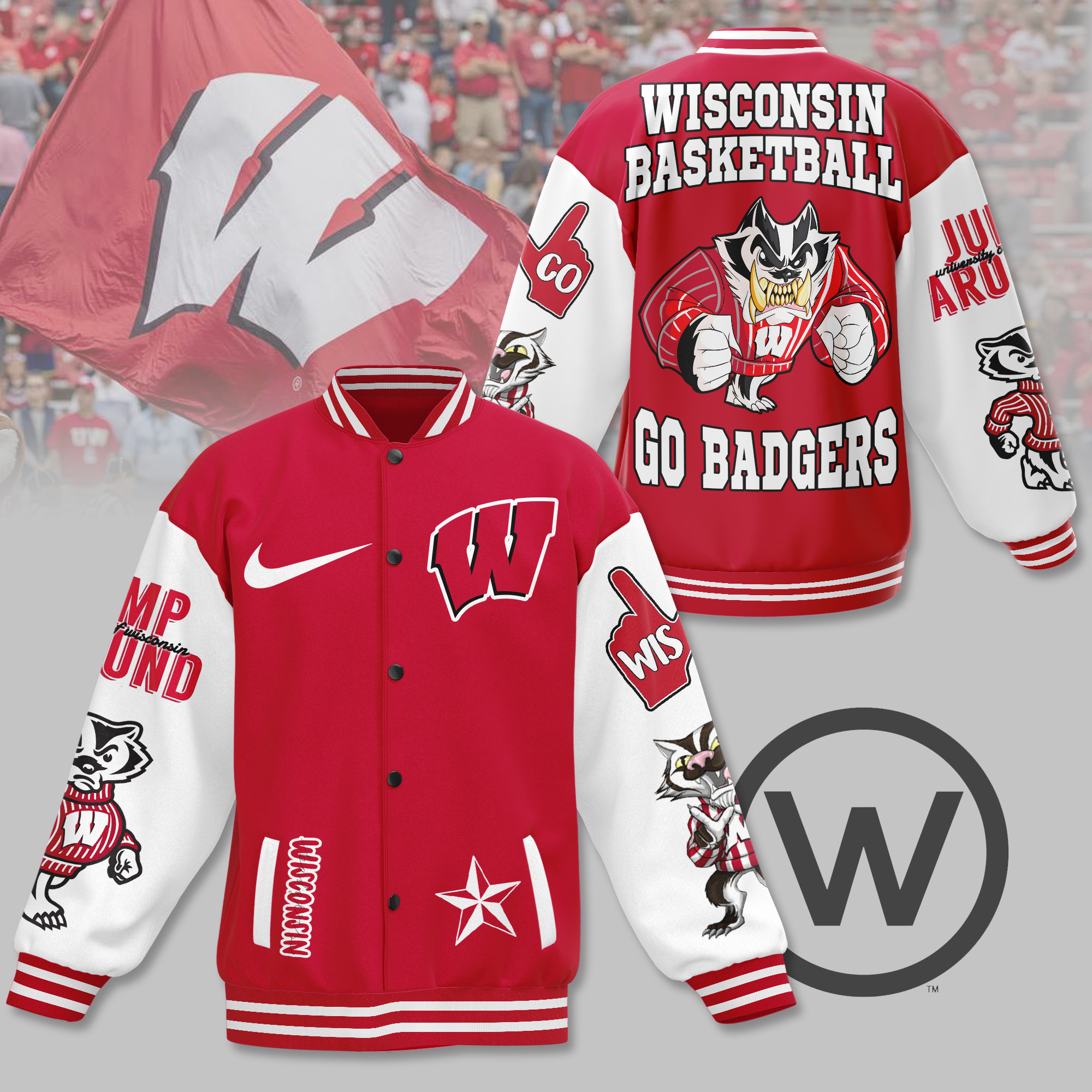 comfimerch wisconsin badgers ncaa new bomber baseball jacket for fan ubqfm