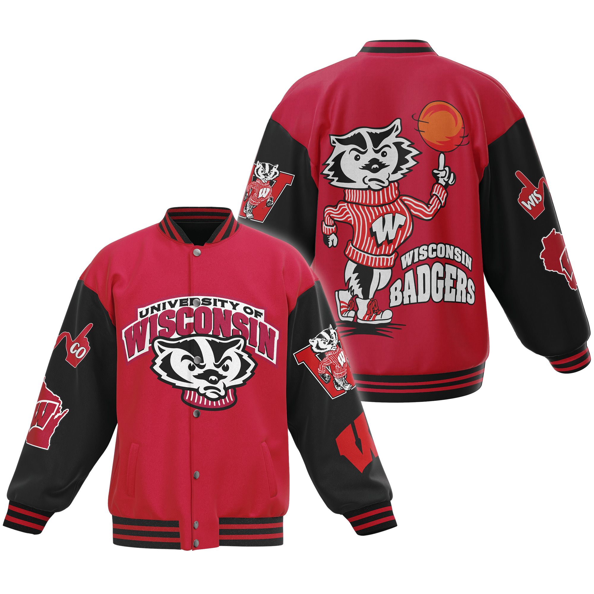 comfimerch wisconsin badgers ncaa new bomber baseball jacket for fan wexmj