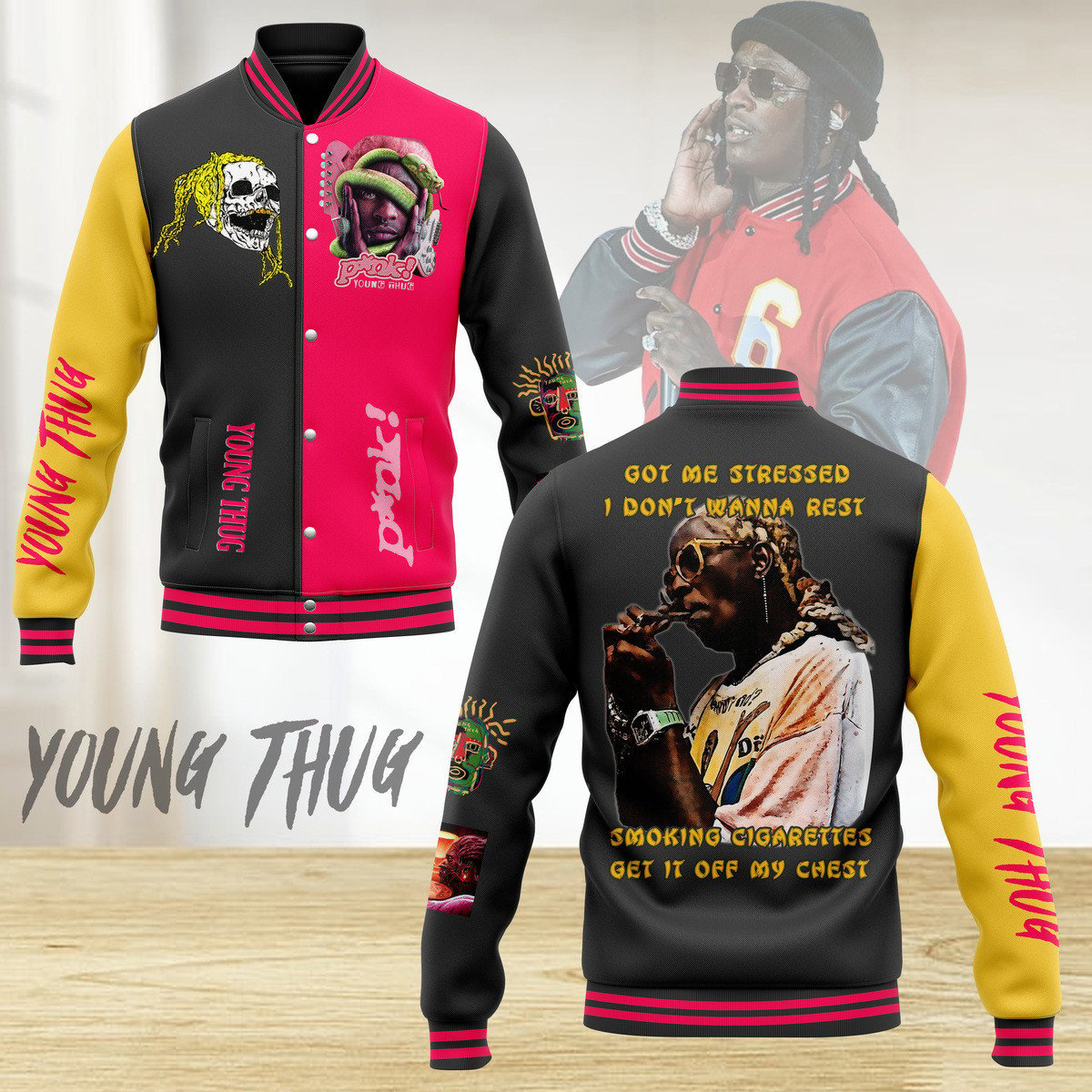 comfimerch young thug new bomber baseball jacket for fan lsvkm