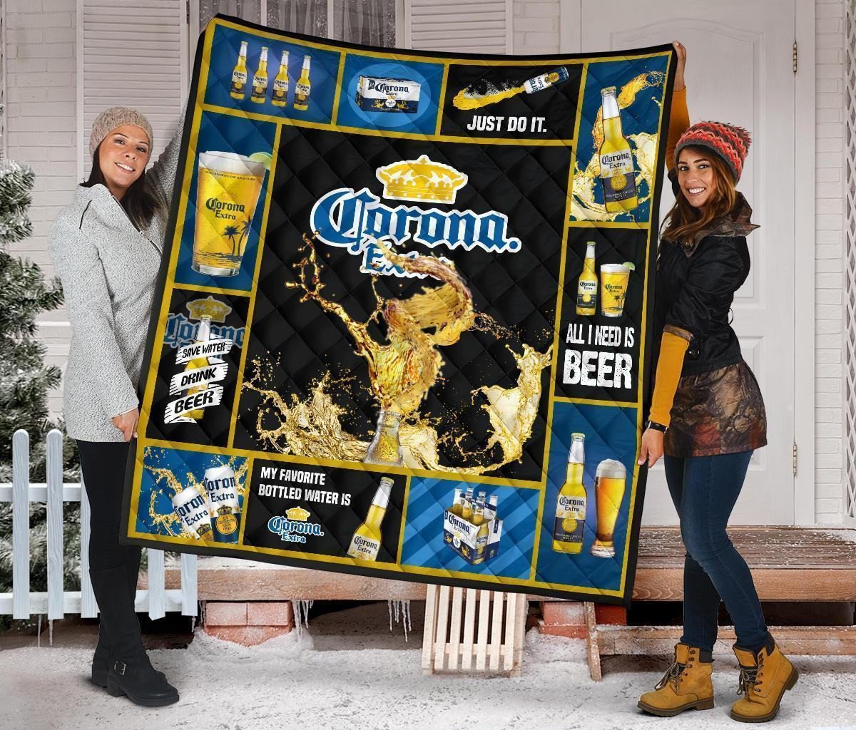 corona extra quilt blanket all i need beer lover gift kupke