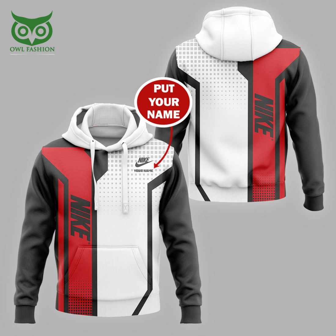 custom name nike dark gray red white hoodie and pants 1 WJypx