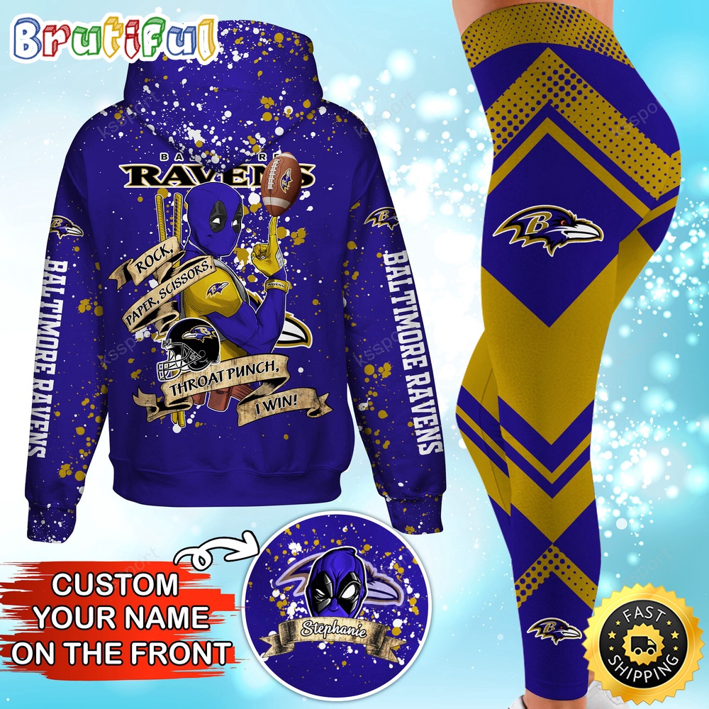 custom nfl baltimore ravens hoodie leggings rock paper scissors throat punch i win hoodie zs69f