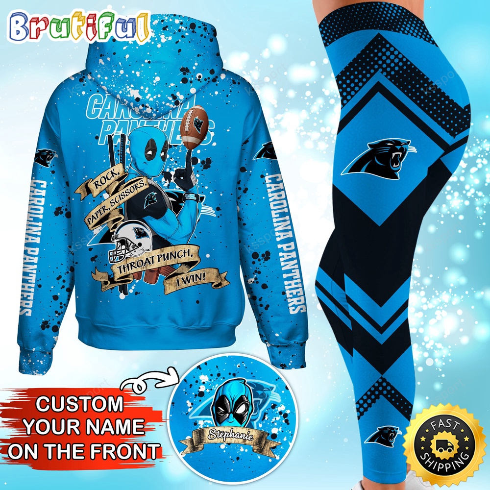 custom nfl carolina panthers hoodie leggings rock paper scissors throat punch i win hoodie llthy