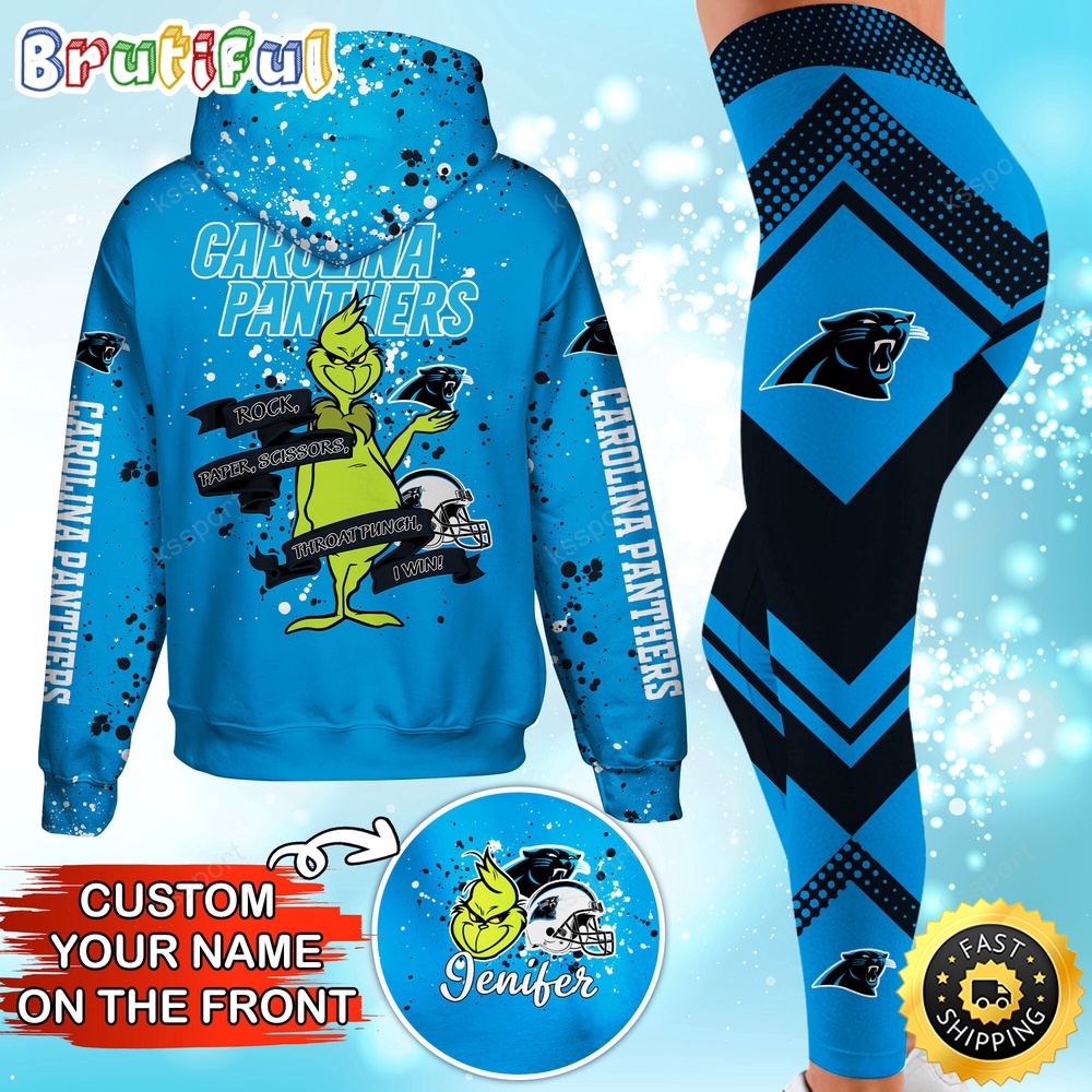 custom nfl carolina panthers hoodie leggings the grinch hoodie rock paper scissors throat punch i win 4laq1