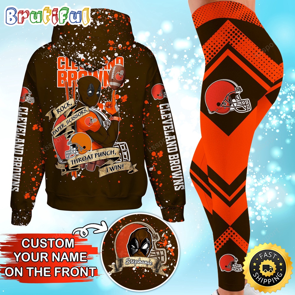 custom nfl cleveland browns hoodie leggings rock paper scissors throat punch i win hoodie qpufh