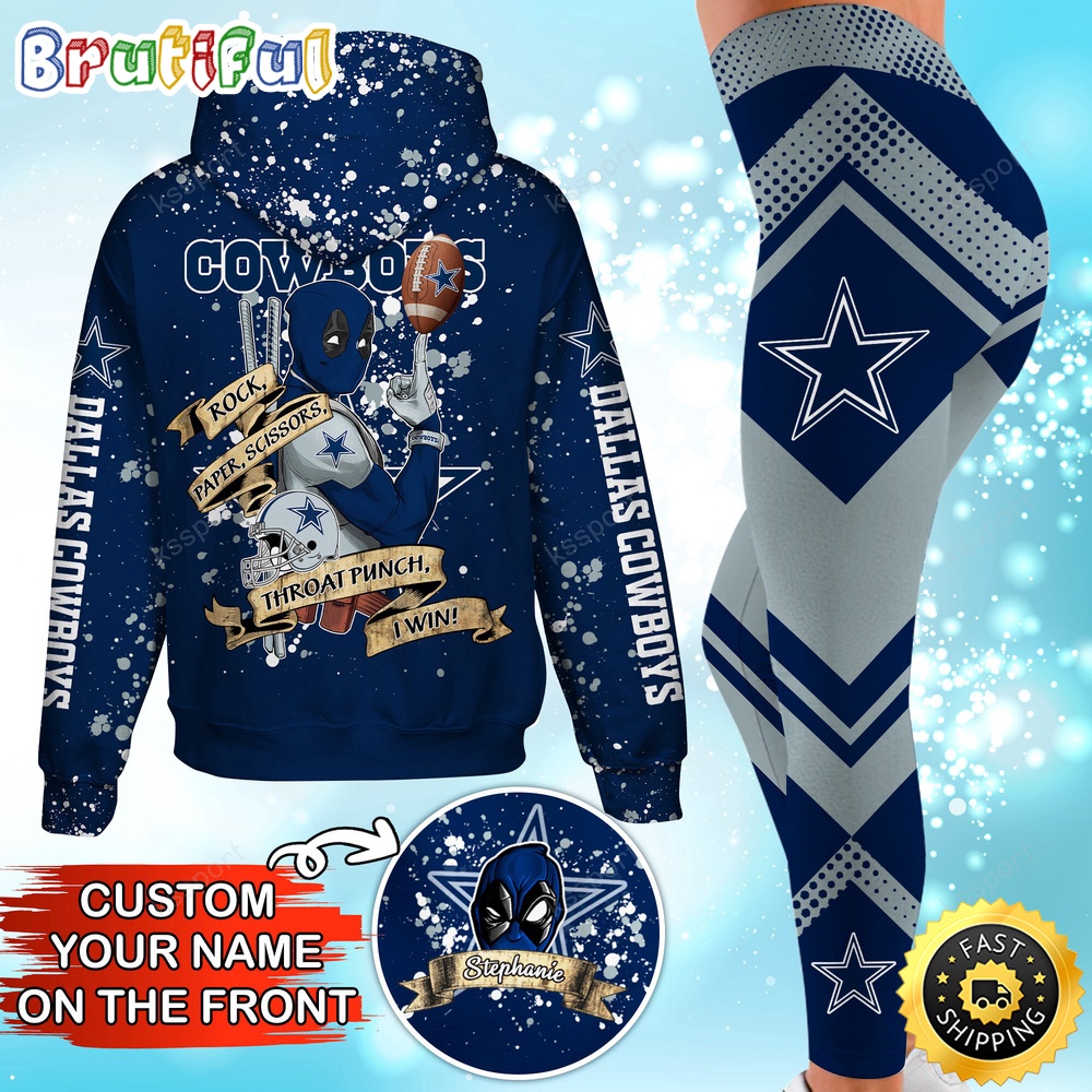 custom nfl dallas cowboys hoodie leggings rock paper scissors throat punch i win hoodie 5t02o