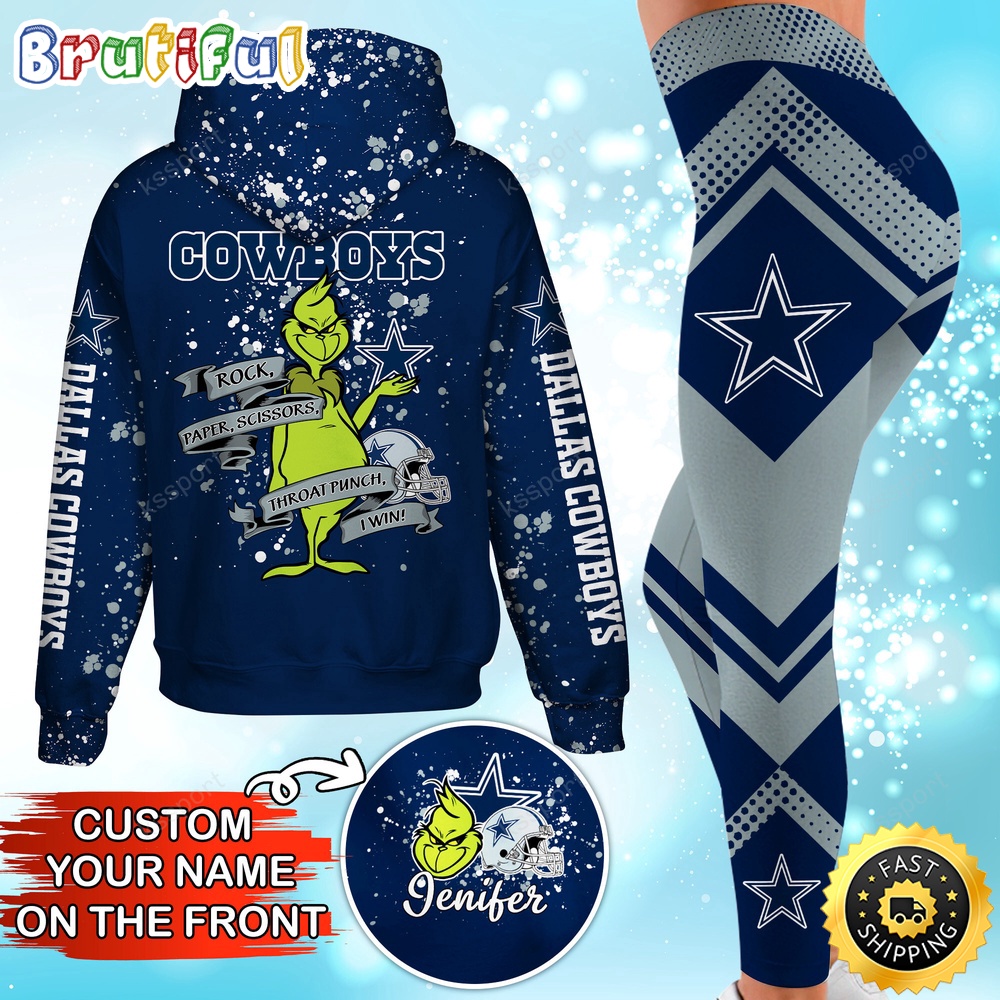 custom nfl dallas cowboys hoodie leggings the grinch hoodie rock paper scissors throat punch i win orz4i