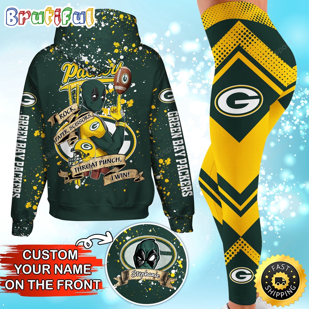 custom nfl green bay packers hoodie leggings rock paper scissors throat punch i win hoodie dt2hx