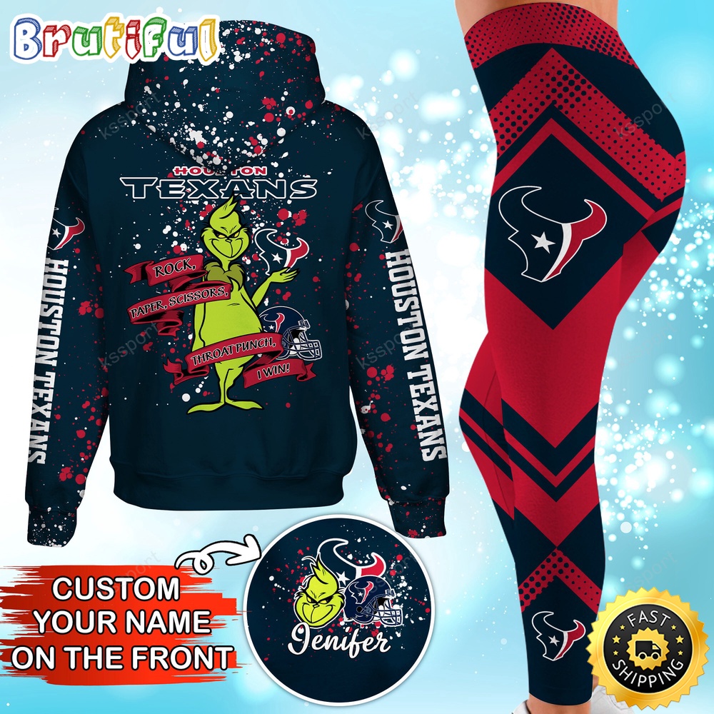 custom nfl houston texans hoodie leggings the grinch hoodie rock paper scissors throat punch i win ek9i8