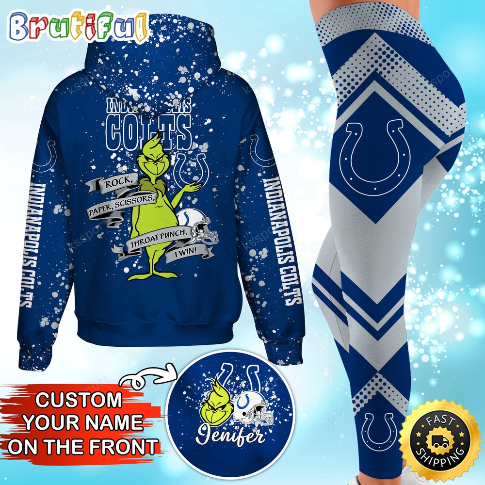 custom nfl indianapolis colts hoodie leggings the grinch hoodie rock paper scissors throat punch i win 3euqf