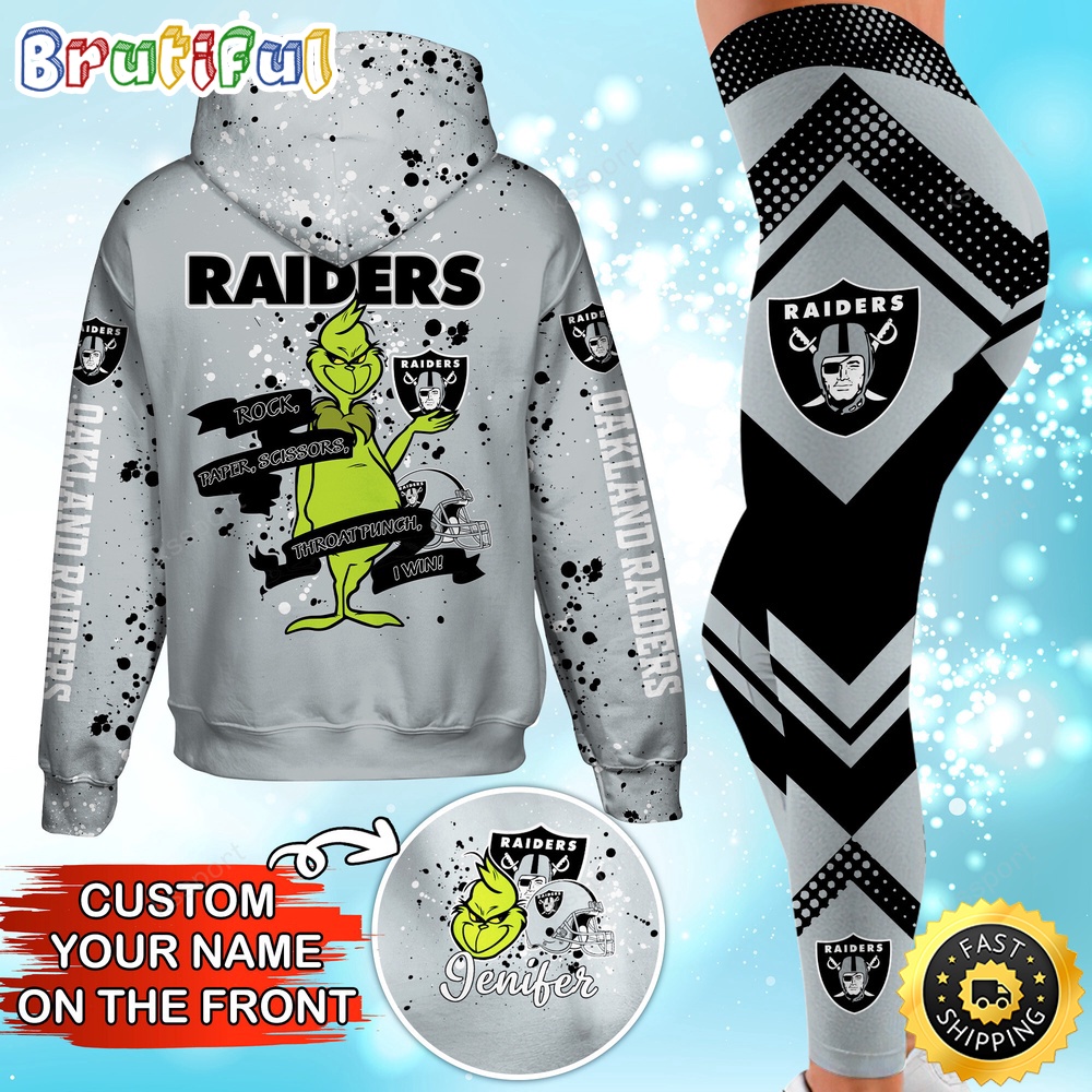 custom nfl las vegas raiders hoodie leggings the grinch hoodie rock paper scissors throat punch i win m7kd4