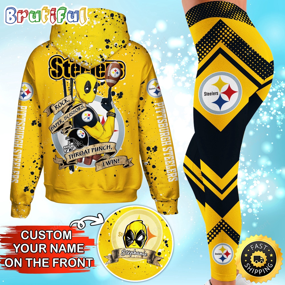 custom nfl pittsburgh steelers hoodie leggings rock paper scissors throat punch i win hoodie rp65v