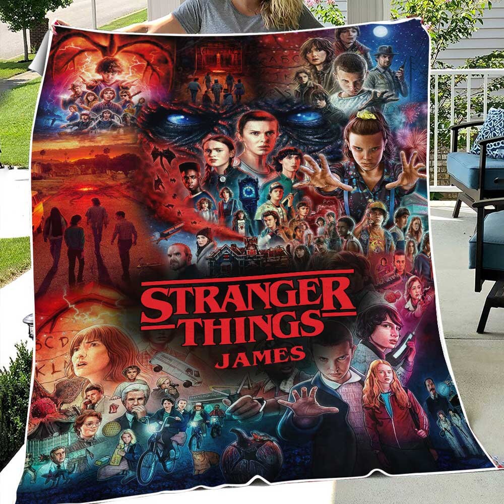 custom stranger things season 4 2022 quilt blanket vc835