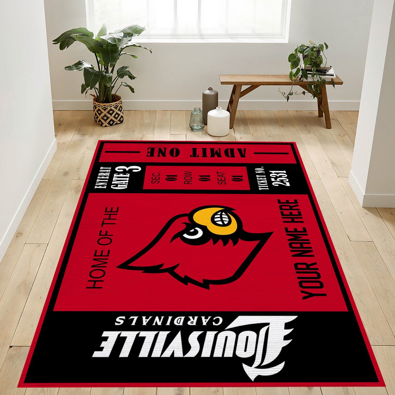 customizable louisville cardinals rug custom size and printing 0