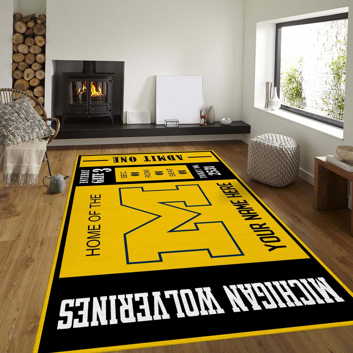 customizable michigan wolverines rug custom size and printing 0