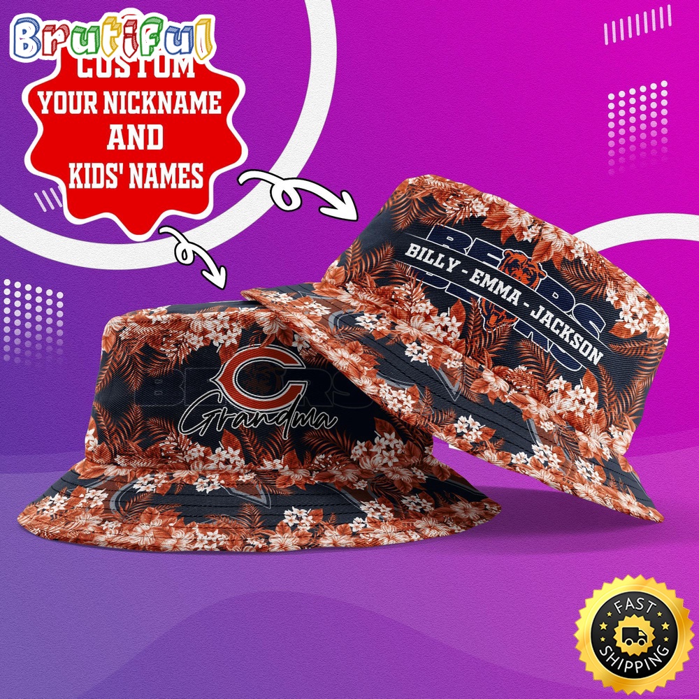 customized nfl chicago bears bucket hat floral pattern hat for football fans q7wah