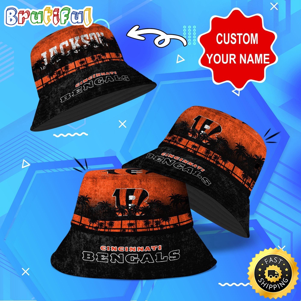 customized nfl cincinnati bengals bucket hat palm tree nfl bucket hat 9i5wc