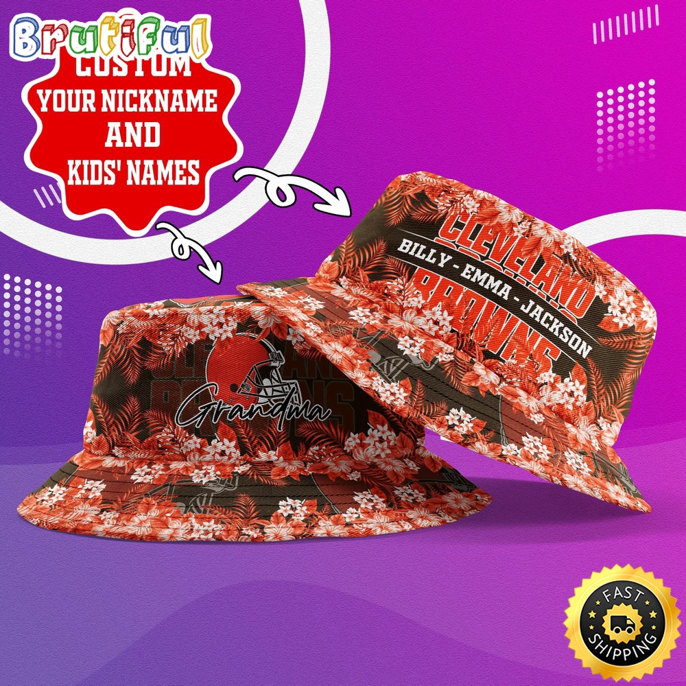 customized nfl cleveland browns bucket hat floral pattern hat for football fans 4ceng