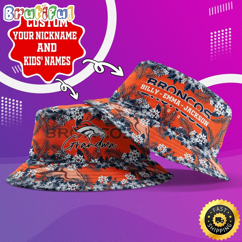 customized nfl denver broncos bucket hat floral pattern hat for football fans k1lr4