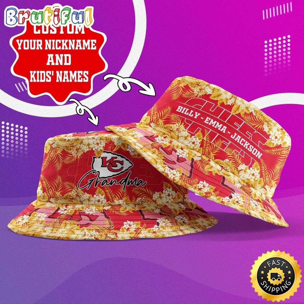 customized nfl kansas city chiefs bucket hat floral pattern hat for football fans 9bfhc