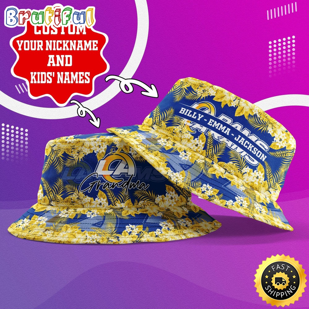 customized nfl los angeles rams bucket hat floral pattern hat for football fans 2u7fb